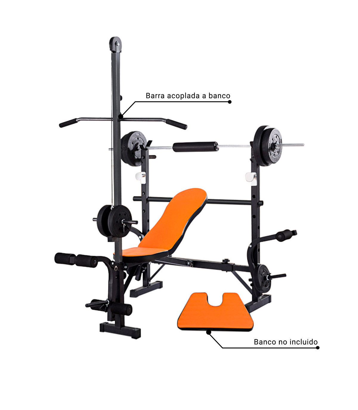 Banco De Musculación Con Pesas Aluminio Orange Gym - Banco De