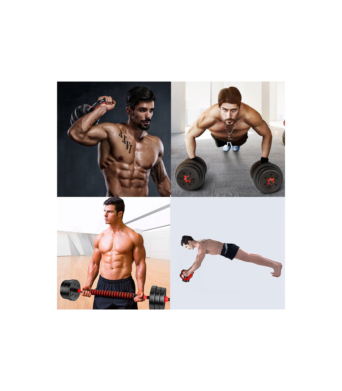 Juego de mancuernas ajustables para fitness, pesas 2 en 1 con barra de  conexión para hombres o mujeres, para gimnasio en casa, entrenamiento de  cuerpo