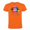 Camiseta Manga Corta Diseño Labios Multicolor
